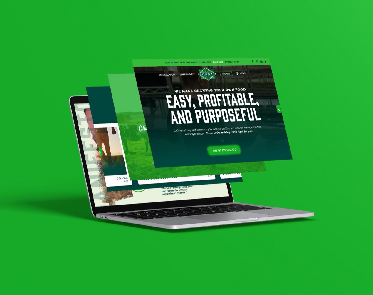 Freedom Farmers website on a laptop