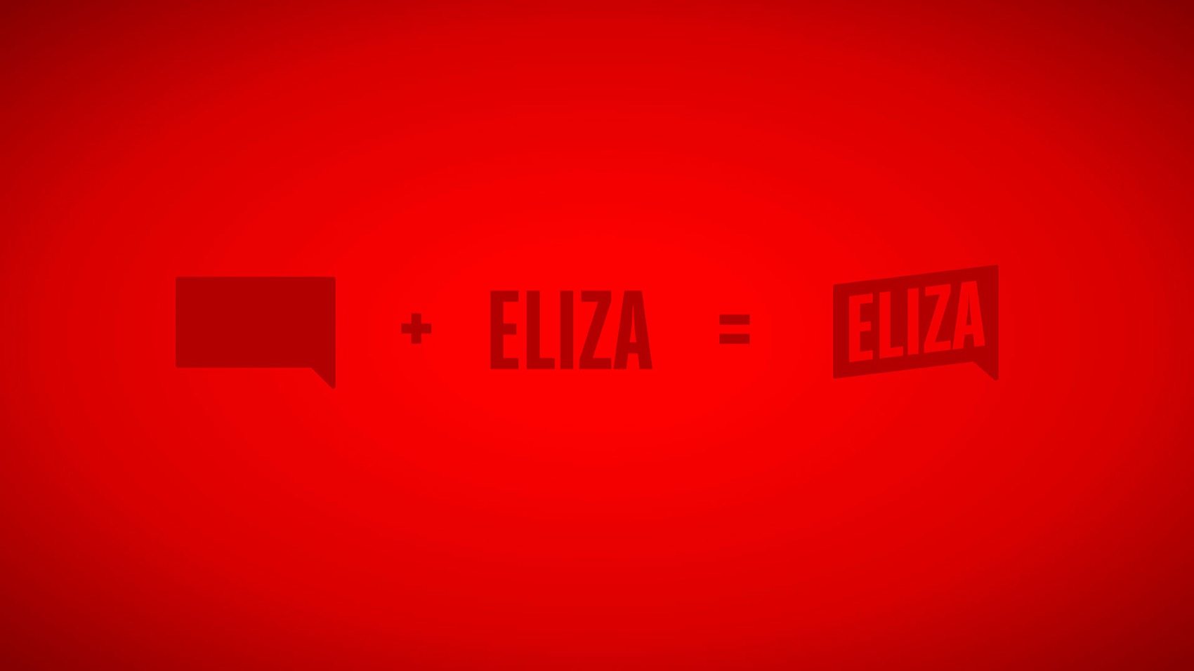Logo construction: a speech bubble plus Eliza equals the wordmark