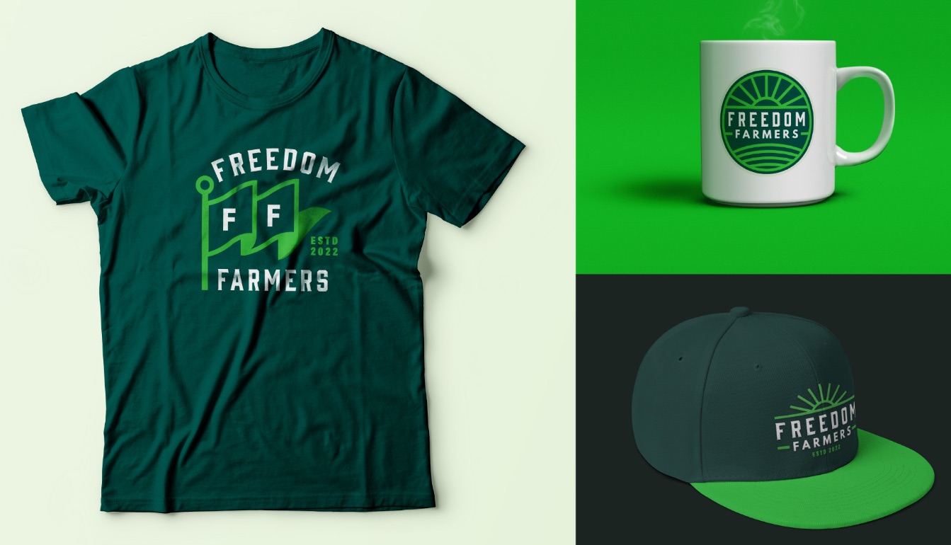 Freedom Farmers t-shirt, mug and cap