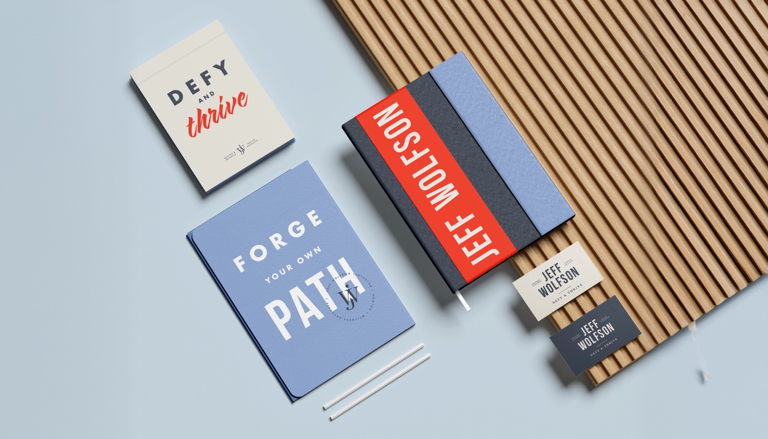 Jeff Wolfson notebooks: Forge Your Own Path, Defy and Thrive