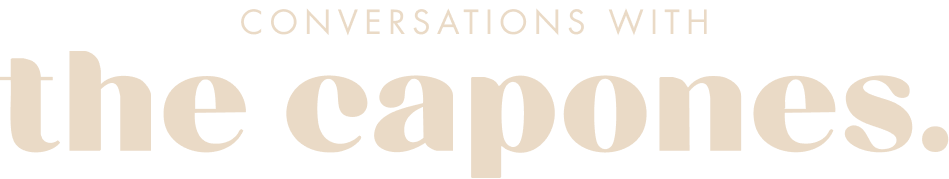Conversations with the Capones wordmark in beige